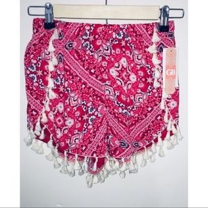 GB Girls Pink Red White Fringe Shorts